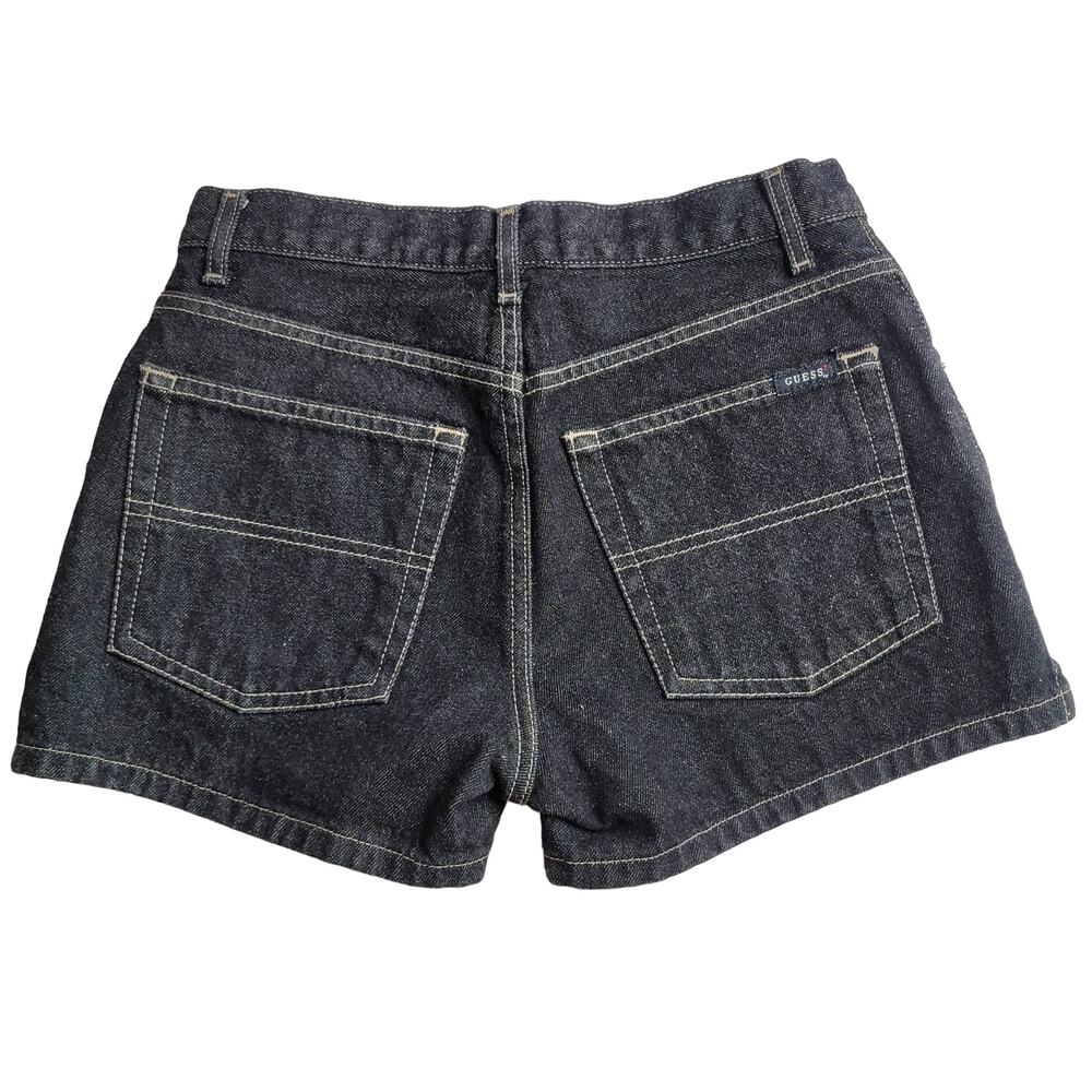 Guess Denim Shorts Low Rise Dark Wash Y2K Size 26 - Picture 2 of 6